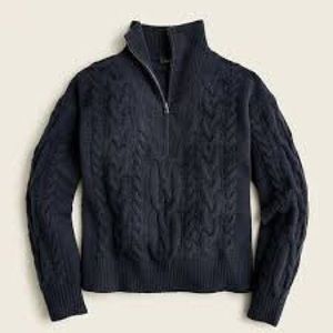 J. Crew Cable-Knit Half-Zip Sweater, Navy Blue